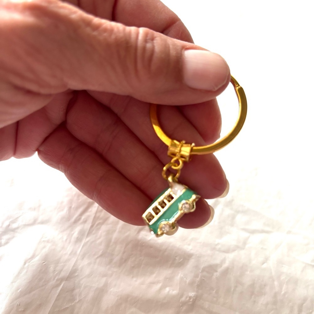 NWT Keychain Purse Charm VW Van Green and Gold Bus - Picture 3 of 8